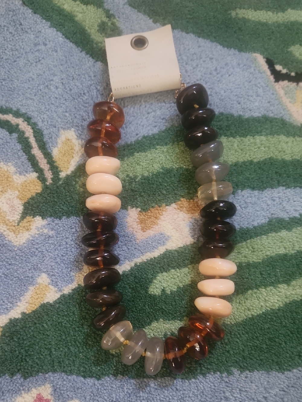 Anthropologie Chunky Rainbow Necklace In Dark Neutral
